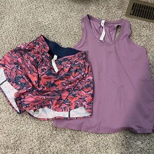 Lululemon 5 inch tracker shorts size 8 with matching top